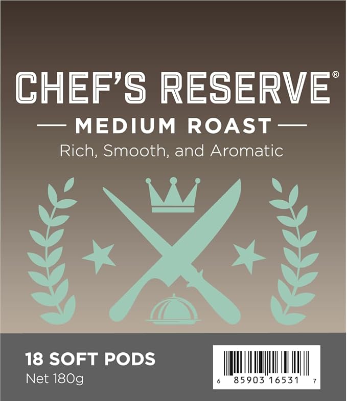 Wolfgang Puck Coffee, Chef's Reserve, Medium Roast, 9.5 Gram Soft Pods, 18-Count (Pack of 3)
