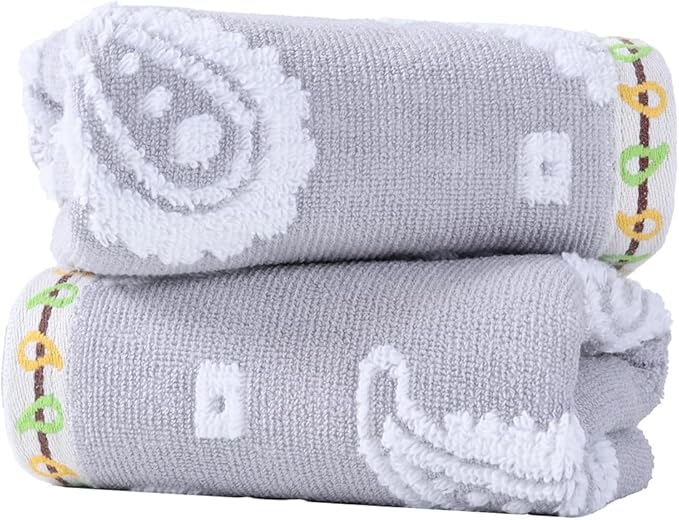 sense gnosis Grey Hand Towel Set of 2 Super Soft 100% Cotton Absorbent Paisley Pattren Jacquard Double-Faced Bath Hand Towels for Bathroom Home Decorative 13" X 29"