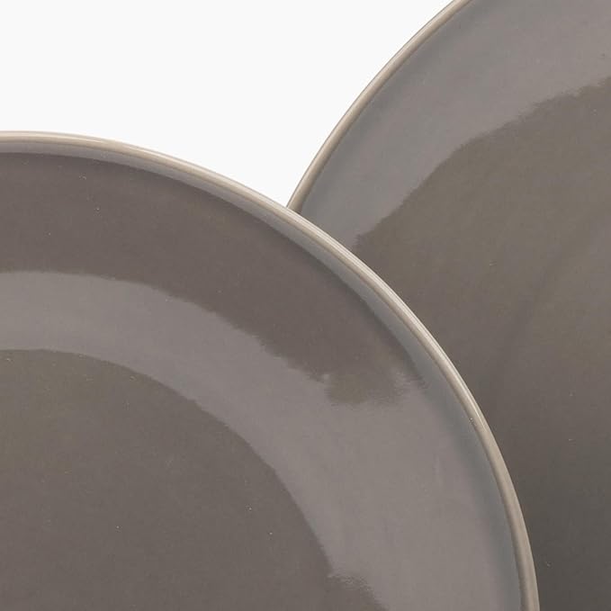 Larder & Vine Ceramic Stoneware Dinnerware 16-Piece Set, 4 Place Settings (French Gray)