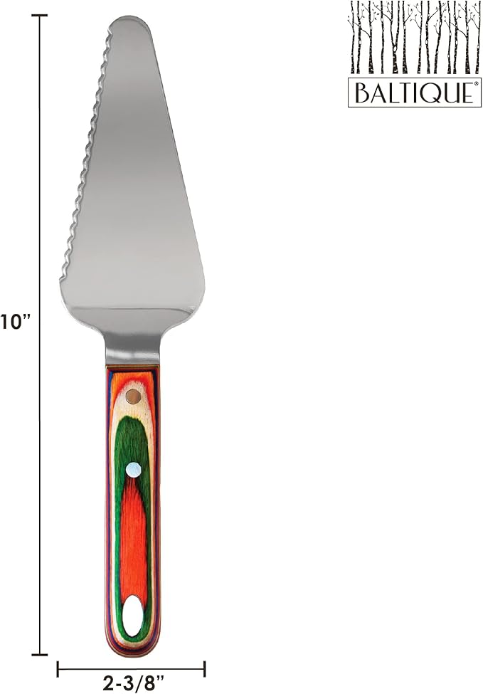 Totally Bamboo Baltique Marrakesh Collection Cake and Pie Server, Stainless Steel Wedding Cake Knife and Server with Comfortable Wooden Handle