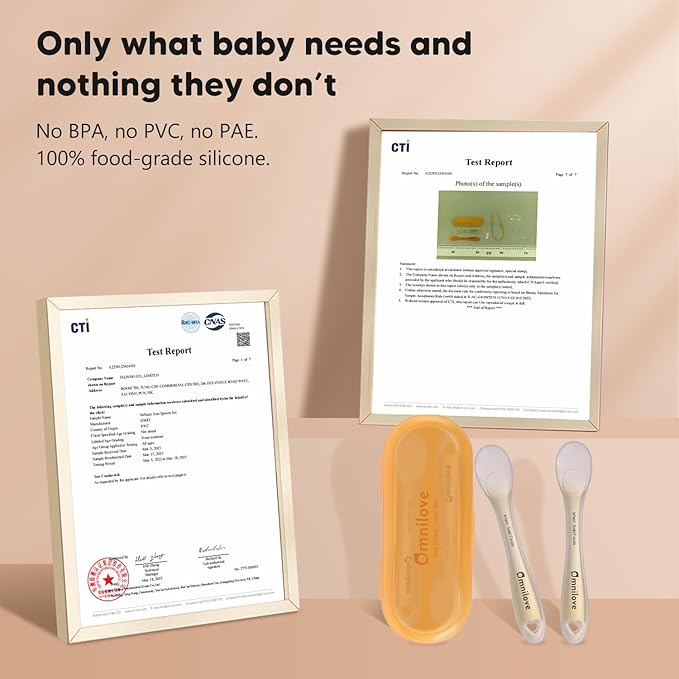 Silicone Baby Spoons 2-Pack with Case, Self Feeding 6 Months, Baby Led Weaning Supplies, Toddler Utensils with Safety Chain, Toddler Essentials, Dishwasher Safe Baby Safety Products