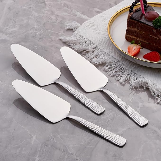 Silver Cake Server, 9.3-inch Stainless Steel Pie Server, Pizza Server of 3, Pie Server Spatula, Cake and Pie Servers, Dishwasher Safe