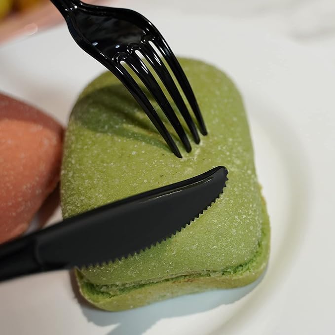 POSATE Disposable Forks, Plastic Forks, Pack of 100, Black, Disposable Utensils for Party Supply