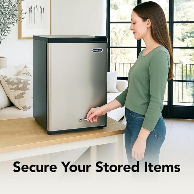 Whynter Upright Freezer with Lock, 2.1 Cu. Ft. Small Freezer Mini Freezer for Bedrooms, Dorms, Garages, Offices CUF-210SS, Stainless Steel Energy Star