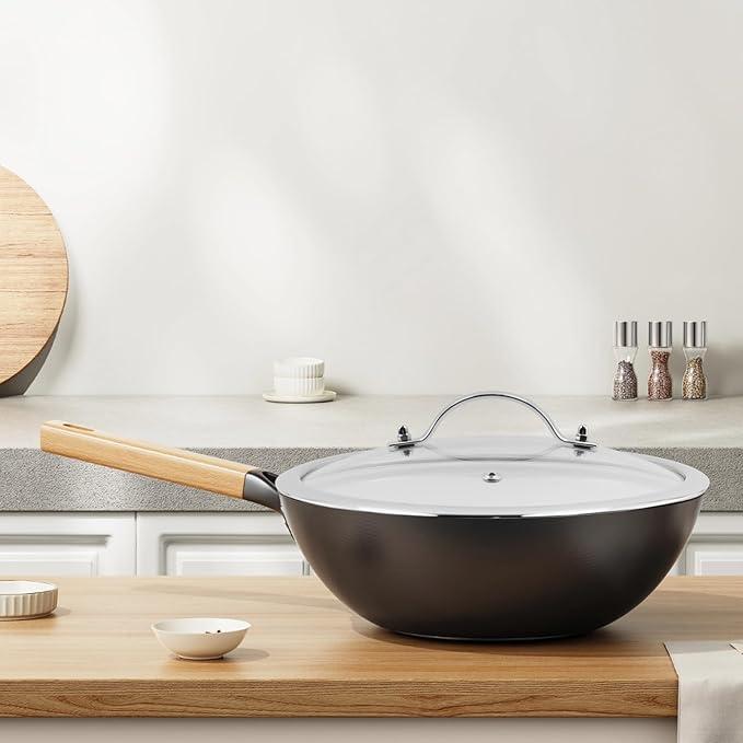 Woogim Stainless Steel Handle Pot Pan Lid Tempered Glass Lids 10 Inch,4mm Thickness,Vented Design for Steam, Dishwasher&Oven Safe up to 480℉,Glass Covers for Frying Pan Wok Pot Skillet