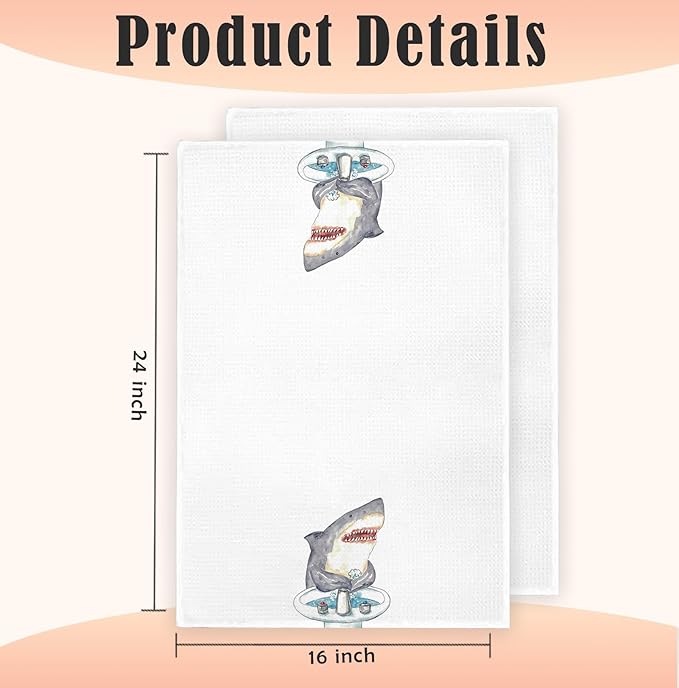 Shark Hand Towels,Toddler Bathroom Decor,Beach Towels,Coastal Beach Kids Bathroom Decor,Funny Shark Lovers Gifts 16x24 Inch