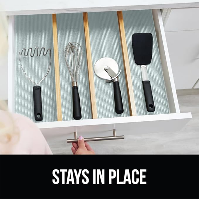 GORILLA GRIP powerGRIP Drawer Shelf and Cabinet Liner, Thick Strong Hold, Non-Adhesive Liners Protect Kitchen Cabinets and Cupboard, Bathroom Drawers, Easy Install, Breathable Mat, 17.5" x30' Spa Blue