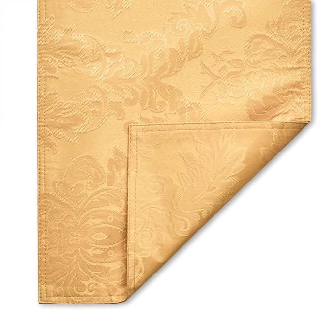 Place Mats Set of 8 – Rectangle Rectangular Waterproof Fabric Polyester Cloth Washable Wipeable Heat Resistant Placemats for Kitchen Dining Dinner Table Indoor 13 X 19 Inch Gold