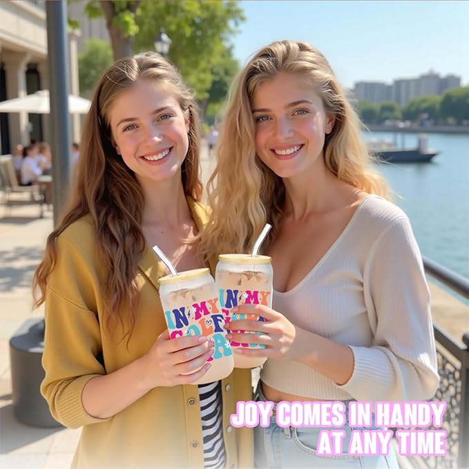 Golf Gifts, Iced Coffee Cup, Golf Accessories for Women, 16 oz Coffee Glass Cups with Lids Straws, Birthday Christmas Gifts for Women Girls Mom Friends Golfers Coaches Players, Party Favors