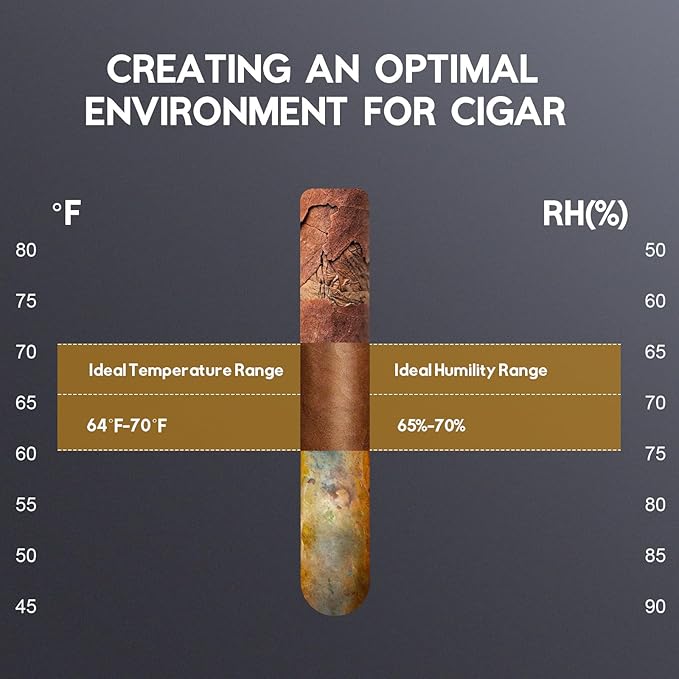 Tylza Cigar Humidor Cabinet 50L, Temp & Humidity Control Electric Humidors for Cigars, 370 Cigars, Digital Hygrometer, Safety Lock, Cigar Humidors with Cedar Wood Drawer Shelves, Cigar Gifts for Men