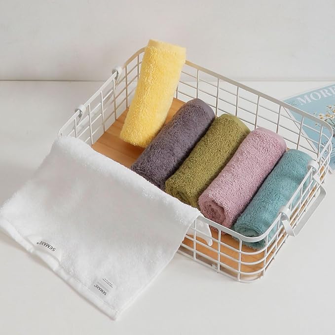 SEMAXE 100% Cotton Washcloths for Bathroom - 24 Pack, Quick-Dry Face Towels with Hanging Loop, Highly Absorbent and Soft, 13x13 Inch, White