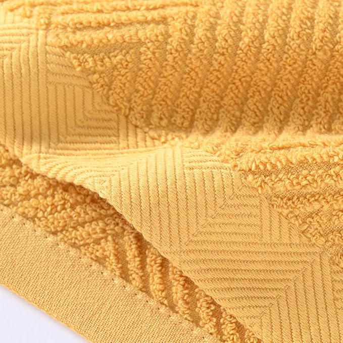 sense gnosis Yellow Washcloth Set of 6 Striped Weave 100% Terry Cotton Towel Super Soft Highly Absorbent Washcloths Towel for Bathroom 13" X 13"