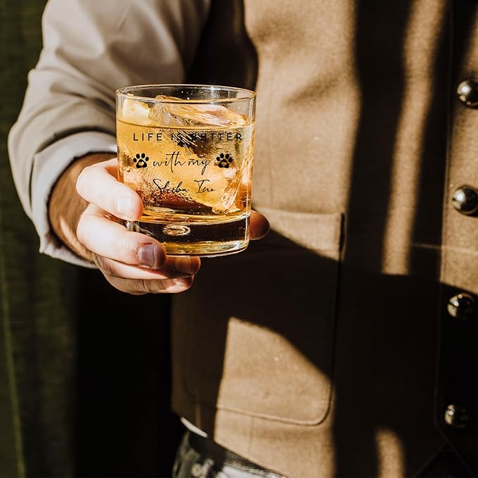Shiba Inu Gifts Whiskey Glasses 10 oz, Dog Mom Dad Lovers Owners Gifts, Funny Shiba Inu Old Fashioned Rocks Glasses Cup for Women Men Drinking Scotch Bourbon Liquor