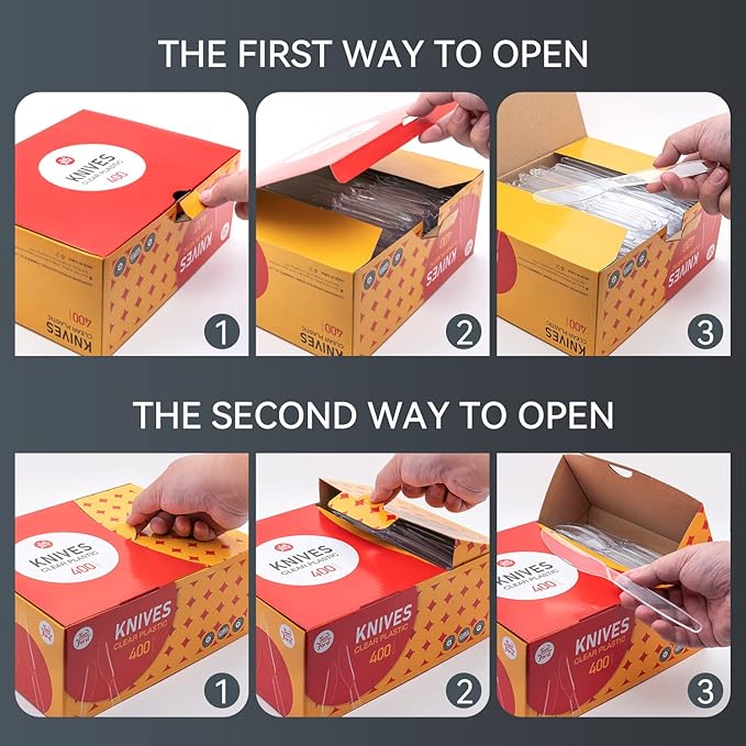 400 Count Plastic Knives Heavy Duty Clear Utensils, Heat Resistant, Solid and Durable Disposable Knives Bulk, Premium Plastic Knives heavy duty for Party Supply