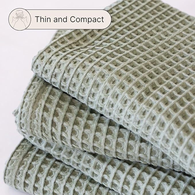Waffle Washcloths Set of 8 Sage Green - Premium Quality 100% Turkish Cotton Face Washcloth, Soft Makeup Towel, Shower Cloth, Kitchen Towel (Sage, Set of 8 Washcloths)
