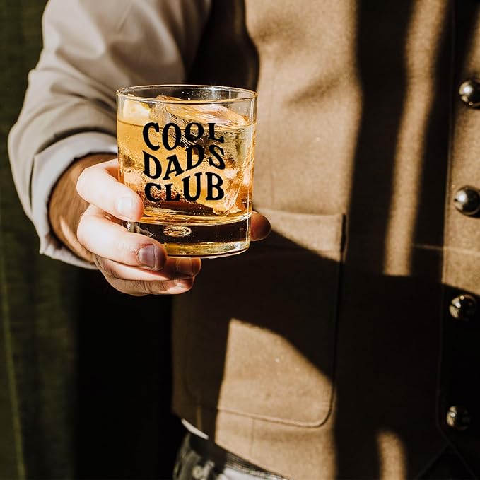 Dad Whiskey Glasses 10 oz, Dad Gifts for Birthday Christmas Father's Day from Kids Son Daughter, Cool Dads Club Old Fashioned Rocks Glasses Cup for Men Drinking Scotch Bourbon Liquor
