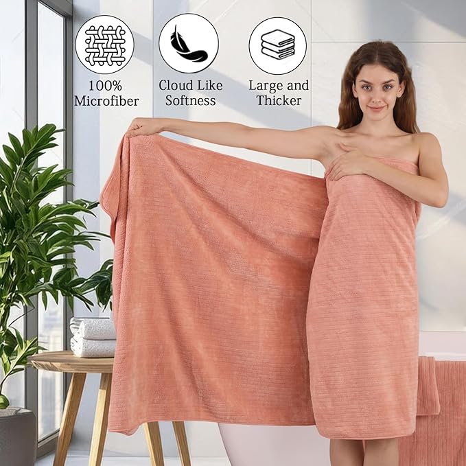 18 Piece Family Bath Towel Set Include 6 Bath Towels,6 Hand Towels and 6 Washcloths Soft Bathroom Towel with Hanging Loops,Highly Absorbent Quick Dry Towels Set for Bathroom,Hotel and Spa-Orange