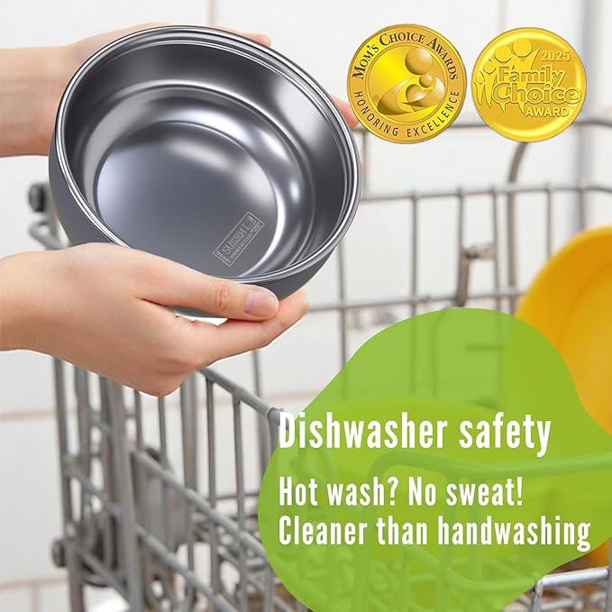 Non-Toxic Toddler Bowls with Non-Slip Base | Stainless Steel Baby Bowls for Kids | 5 Inch BPA-Free Dishwasher Safe Bowls | Mess-Free Feeding Supplies | 1-Pack Set