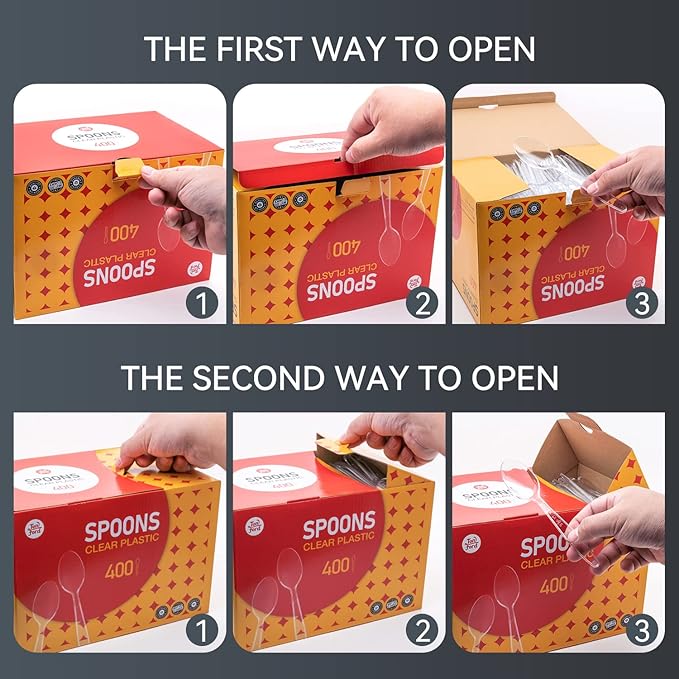 400 Count Plastic Spoons Heavy Duty Clear, BPA-Free, Heat Resistant, Solid and Durable Disposable Spoons Heavy Duty Bulk, Premium Spoons plastic disposable for Party Supply