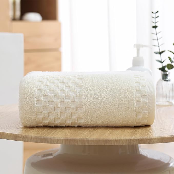 XIQ Bath Sheets 600GSM Combed Cotton Super Soft Luxury Bath Towels Extra Large Shower Towels for Bathroom (Cream, Bath sheets-2PCS)