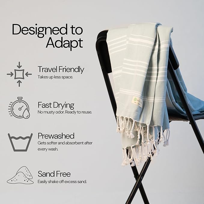 Salt Earth 100% Cotton Sateen Weave Beach Towel, Set of 4-36" X72" Large Bath Towels, Quick Dry Towel, Bathroom, Beach Essentials, Gym, Quick Dry for Shower, Lightweight Large Towels (Blue Green)