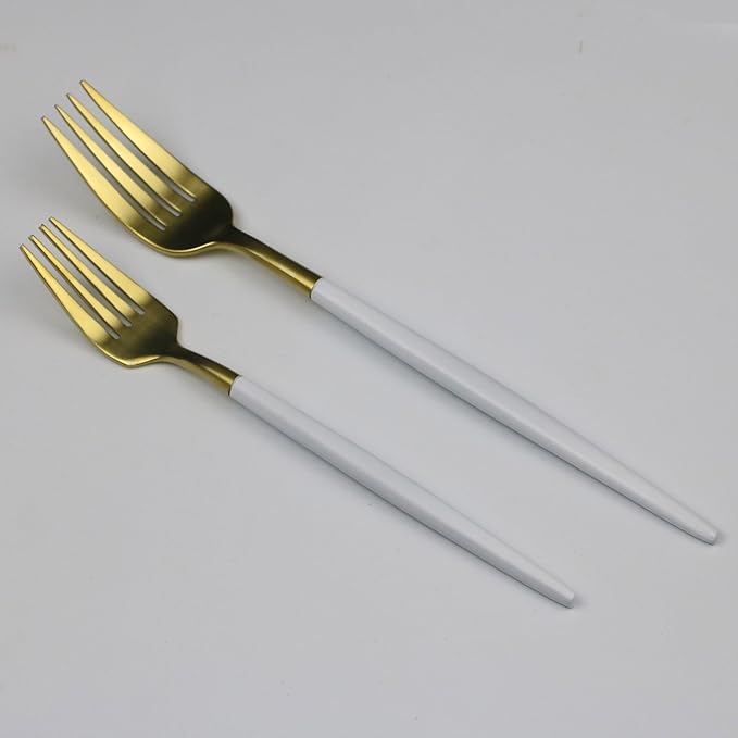 20-Pieces Luxury White Handle Gold 18/10 Stainless Steel Flatware Set, Matte Finish, Service for 4