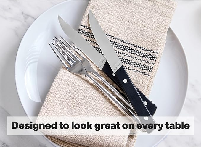 Misen ACUTO Straight-Edge 4-Piece Steak Knife Set - Precision Forged Full Tang Blades, Ergonomic POM Handles, Long-Lasting Sharpness, Easy to Maintain - For Professionals and Home Cooks - Blue