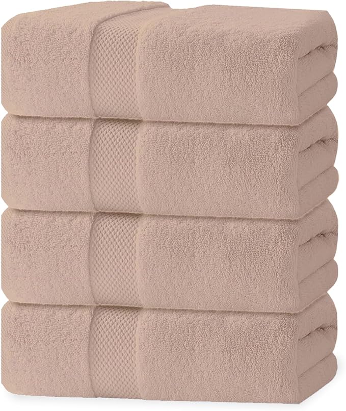 100% Cotton Bath Towels, Pack of 4 Towels for Bathroom, Luxury 700 GSM Bath Towel, Highly Absorbent Bathroom Towel Set, 30 x 60 Inches Large Bath Towels, Super Soft & Quick Dry Towel Set, Blush