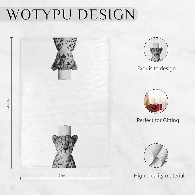 Leopard Gift Hand Towels for Bathroom, Cheetah Bathroom Decor, Trendy Cheetah Print Decorative Hand Towels for Guest Washroom Power Room Vanity Half Bath, 16x24 Inch