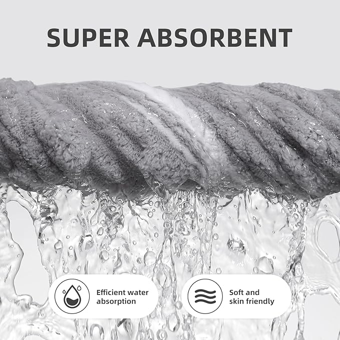 30X60 Inches Extra Large Bath Towels Sets of 6 for Bathroom Super Soft Quick Dry 2 Bath Towels 2 Hand Towels 2 Washcloth Towels Microfiber Shower (Grey, 6 Piece)