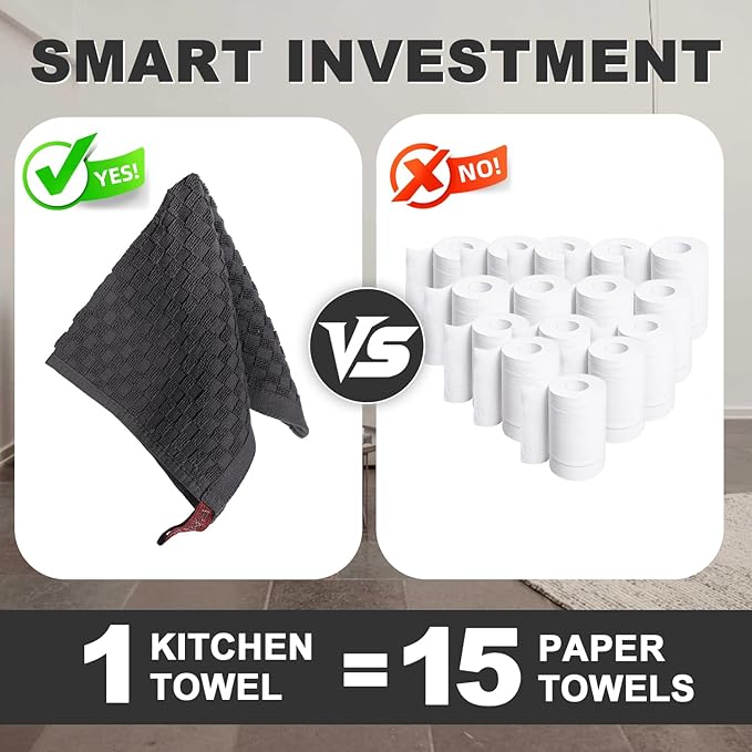 4 Pack 100% Cotton Wash Cloth, 12x12 Inch Highly Absorbent and Soft Feel Fingertip Towels, Machine Washable Washcloths for Bathroom, Gym, Hotel, Spa and Kitchen, White/Grey