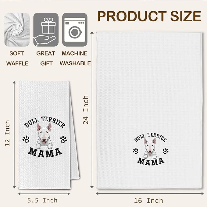 Bull Terrier Kitchen Towels, Dog Mama Bull Terrier Gifts for Women & Dogs Moms, Dog Lover Gifts Decorative Hand Towels for Bathroom, 16x24 Inch