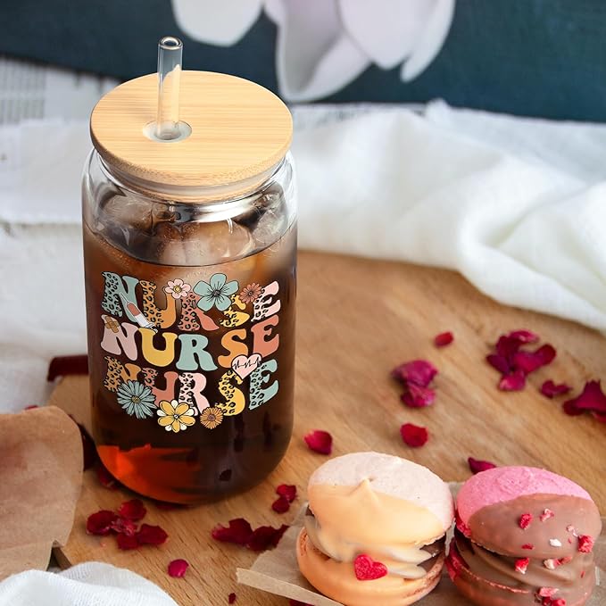 LiqCool Nurse Gifts: 16 Oz Glass Cup, Perfect for Nurse Week, Graduation, Retirement