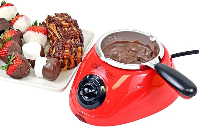 Total Chef Single Pot Chocolate Melter - Electric Candy Melting Hot Fondue Pot With 32+ Accessories, Serving 1 cup Dark or White Melted Chocolate For Dipping Party Desserts, 8.8 Oz (250 g) Capacity