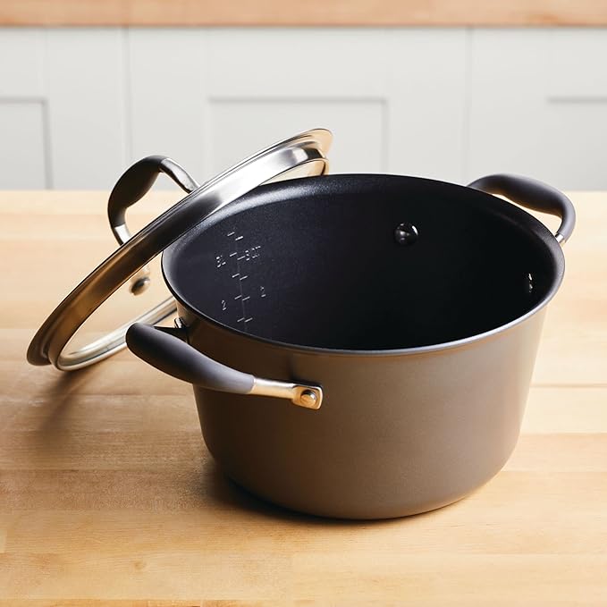 Anolon Advanced Home Hard-Anodized Nonstick Tapered Sauce Pan/Saucepot, 4.5-Quart (Moonstone)