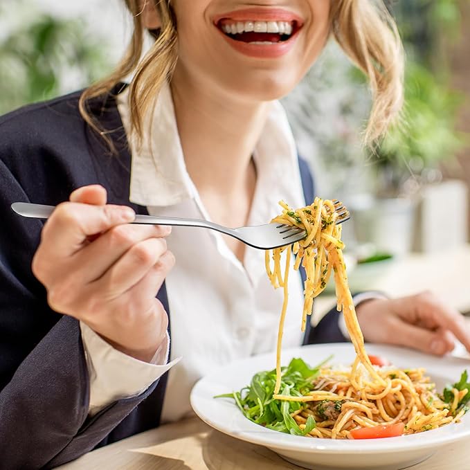 Minatee 200 Pcs Dinner Forks Bulk Set 8 Inches Stainless Steel Metal Forks Silverware Table Cutlery Mirror Polished Salad Flatware for Home Restaurant Kitchen