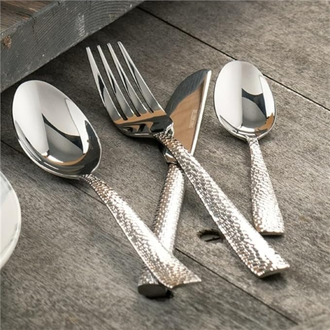 Belleek Nordica 24-Piece Cutlery Set - Polished 18/10 Stainless Steel Flatware Set - Dishwasher Safe Utensils with Wooden Utensil Organizer