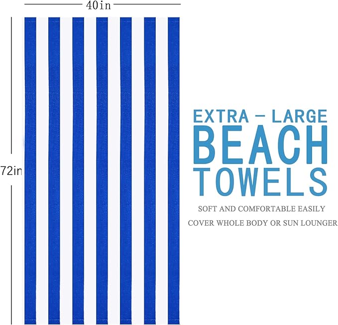 6 Packs Oversized 72x40 Inch Stripe Beach Towel Thin Set Extra Large XL Big Clearance Accessories Essentials Soft Super Absorbent Pool Travel Bath Swim Camping Towels Bulk Men Women Adults Gift