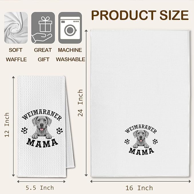 Weimaraner Kitchen Towels, Dog Mama Weimaraner Gifts for Women & Dogs Moms, Dog Lover Gifts Decorative Hand Towels for Bathroom, 16x24 Inch