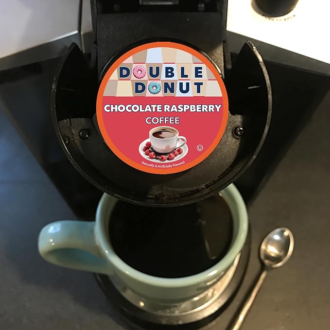 Double Donut Coffee Chocolate Raspberry Flavored Coffee Pods, Medium Roast Coffee, Compatible with Keurig K Cups Brewers, 72 Count