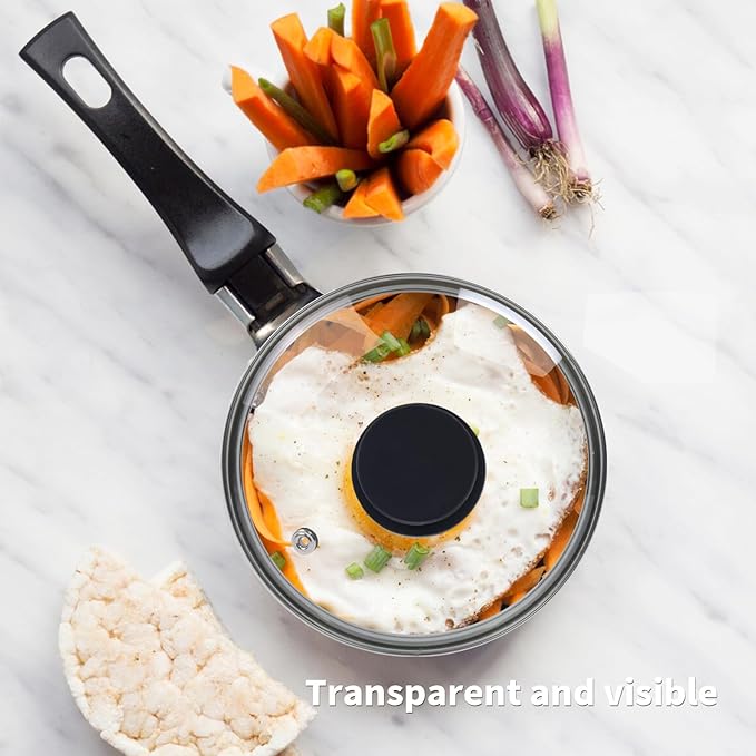 6.5" Tempered Glass Pan Lid with Steam Vent, Thickened to 4mm and Dishwasher Safe and Oven up to 480℉, Universal Lid Fit for Cast Iron Skillets, Frying Saute Pan, Cooking Pot