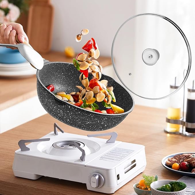 Woogim 12.5 Inch Tempered Glass Lid with 4mm Thickness Non-Slip Silicone Handle,Dishwasher Safe and Oven Up to 480℉,Well-sealed Pot Lids Universal Fit for Saucepans and Skillets