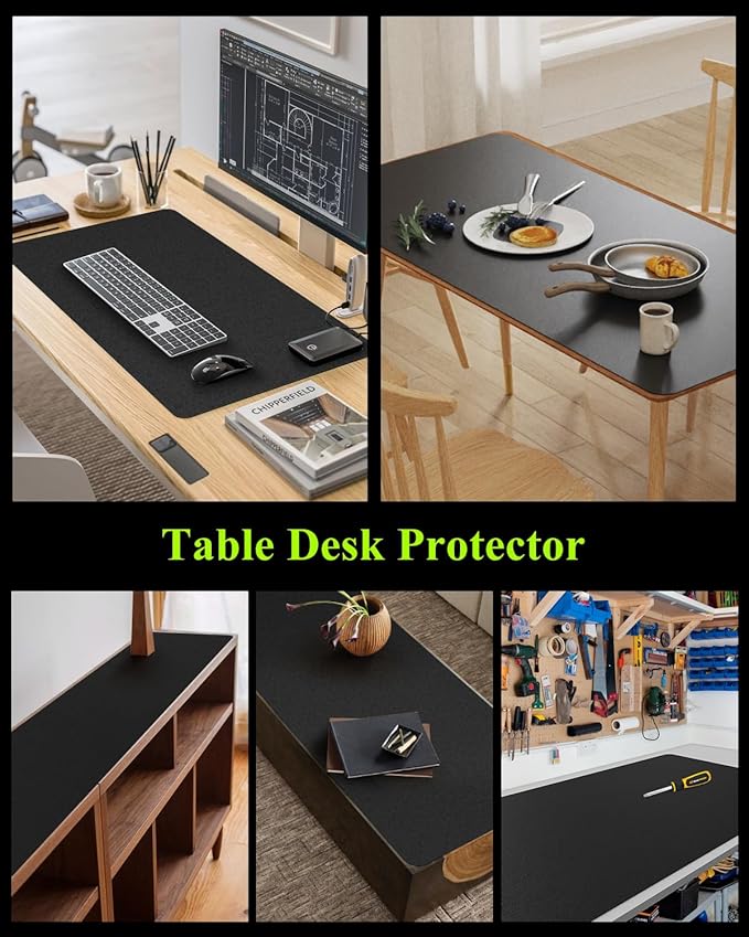 Black Plastic Table Cover Protector, 54" x 54" Waterproof Easy Flat PVC Desk Pad Mat, 1.5mm Thick Waterproof Vinyl Table Top Protector for Dining Room Table, Office, Dresser