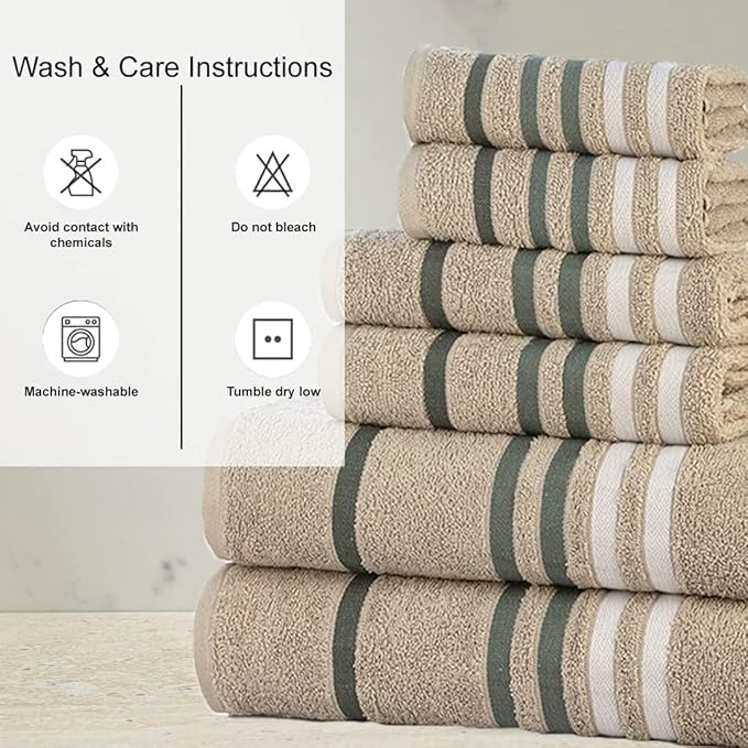 CASA COPENHAGEN Exotic 6 Pieces Towel Set- Grey Violet, 525 GSM 2 Bath Towel 2 Hand Towel 2 Washcloth, Designed in Denmark Made of Soft Egyptian Cotton for Bathroom, Kitchen & Shower