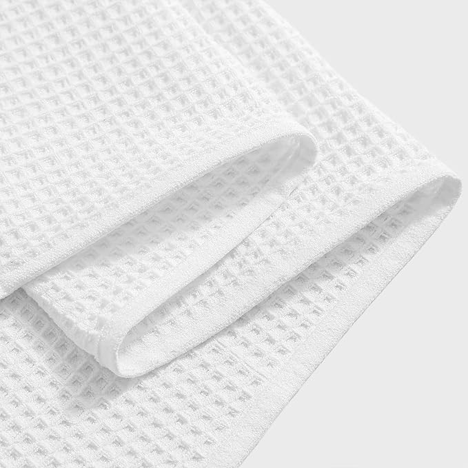 40 x 80 Inches Extra Large Bath Sheets Towels Microfiber Waffle Oversized Bath Towels for Bathroom Quick Dry Lightweight (White,6PCS)