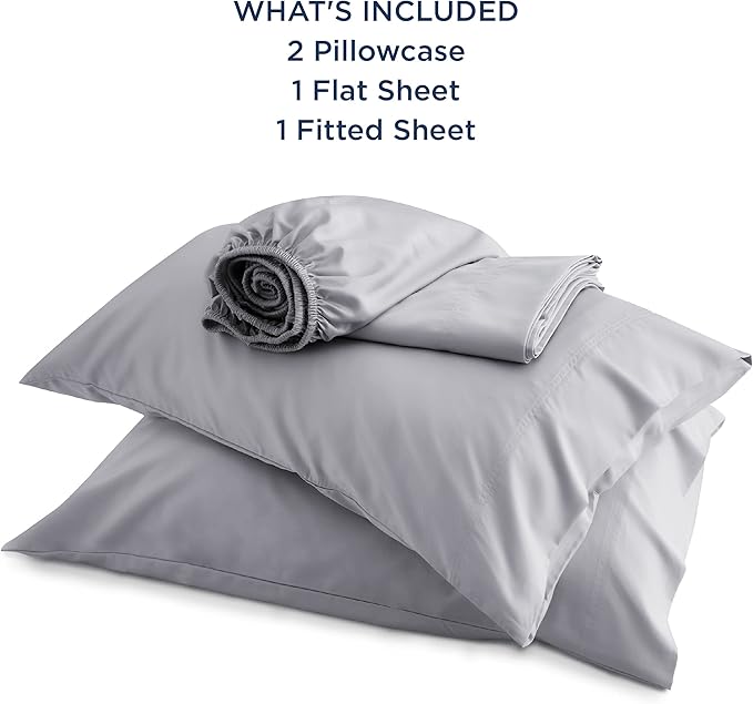 Bedsure King Size Sheet Set, Cooling Sheets, Rayon Derived from Bamboo, Deep Pocket Up to 16", Breathable & Soft, Bed Sheets, Hotel Luxury Silky Bedding for Hot Sleepers, Silver Grey