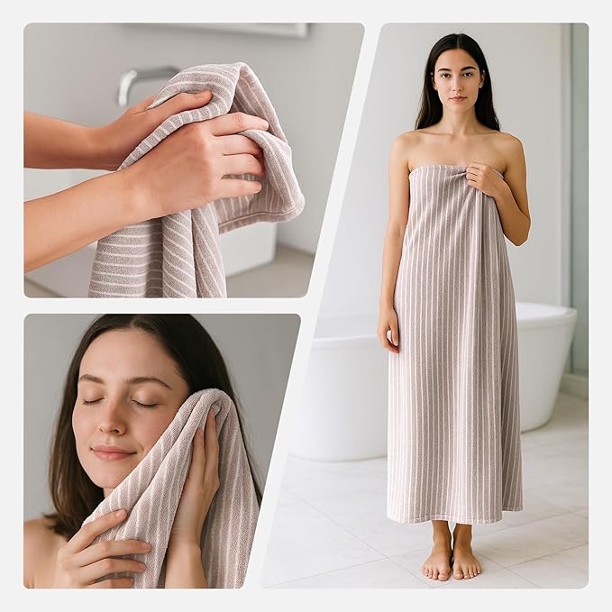 REDKISS Ultra Soft Bath Towels Set of 6 Large 35"x70" | 100% Microfiber, Highly Absorbent & Quick Dry | Taupe Towels for Bathroom, Spa, Gym | 2 Bath, 2 Hand, 2 Washcloths