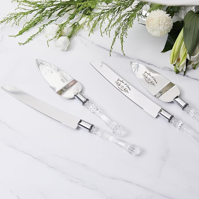 AW BRIDAL Personalized Cake Cutting Set for Wedding, Stainless Steel Cake Knife and Server Set Pie Server Wedding Engagement Gifts for Couples//DK2101CPP25//