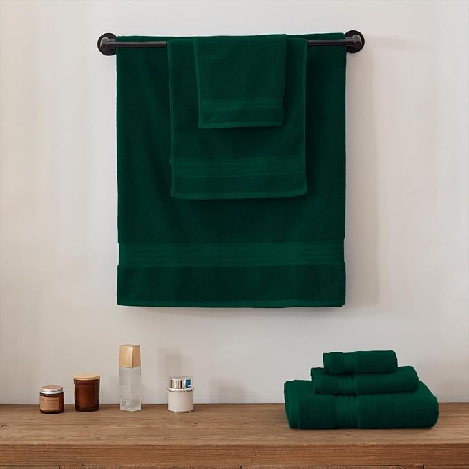 COZYART Dark Green Hand Towels for Bathroom 4 Pcs, 13x30 100% Cotton Guest Hands Towel Set Super Soft Absorbent Durable 650 GSM for Daily Use