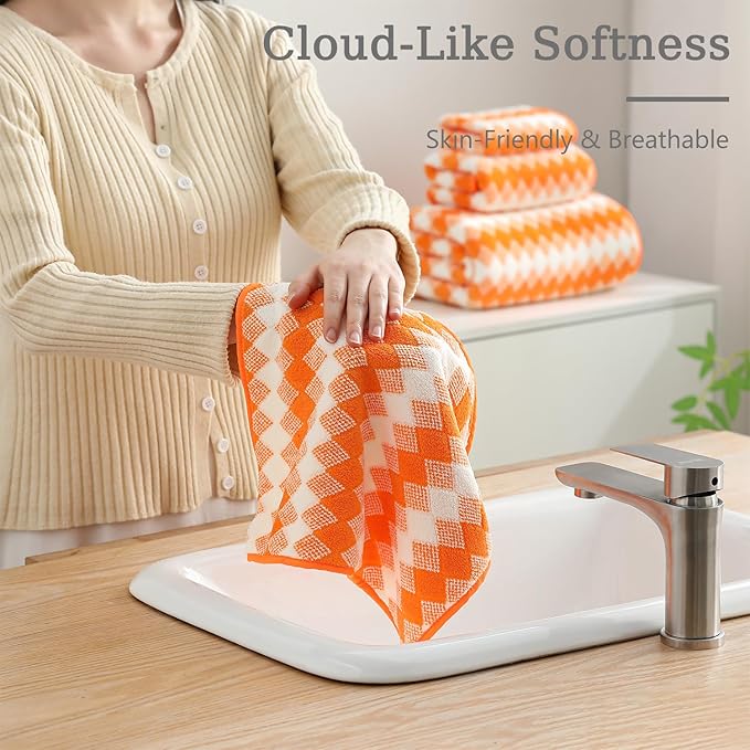 4 Piece Extra Large Bath Towel Set Oversized Bath Sheet 35"x70" Bathroom Towel Set Soft Highly Absorbent & Quick Dry Premium Bath Towel for Bathroom 600GSM Shower Towel Spa Gym Hotel,Orange
